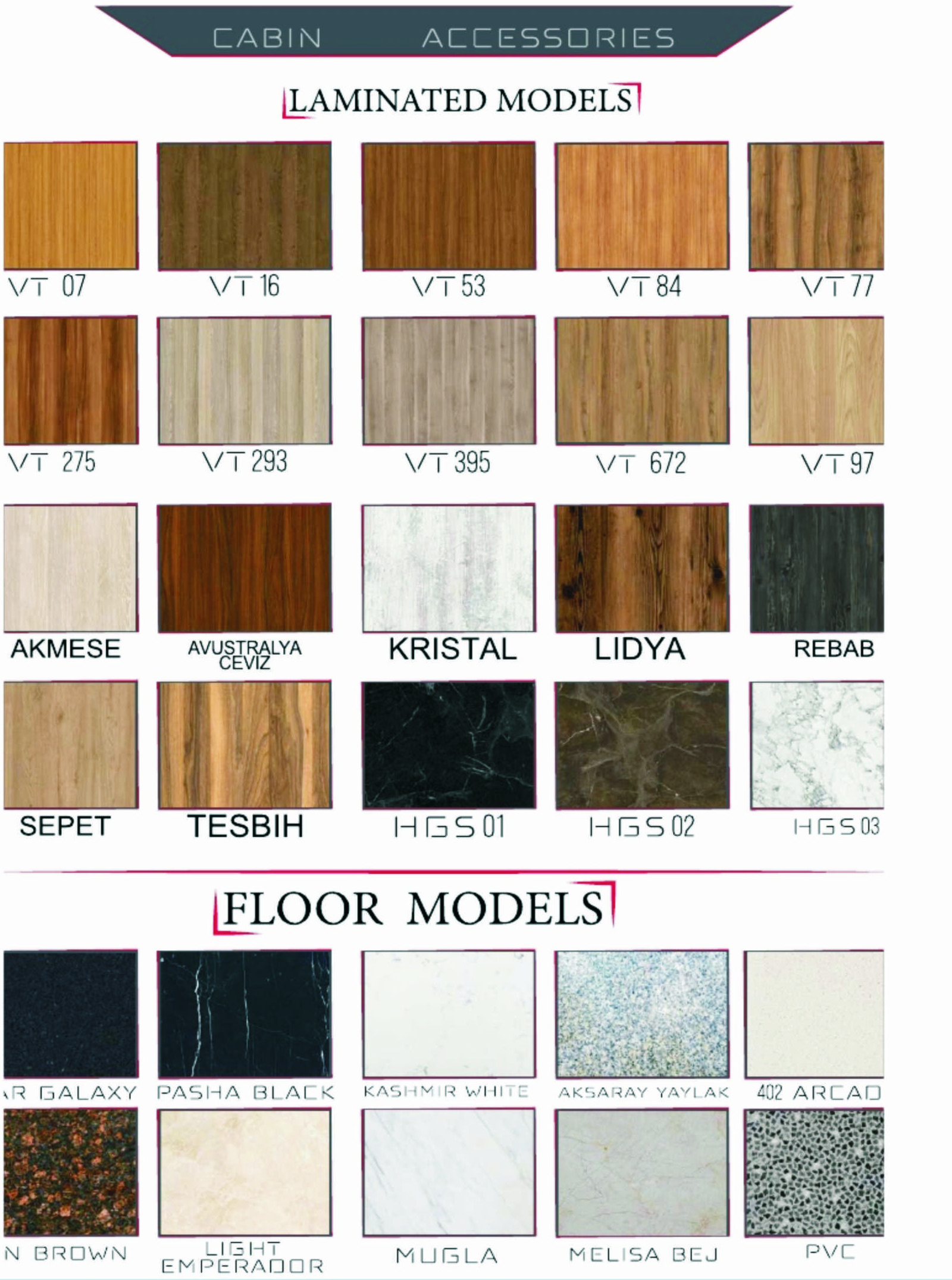 Dewill Laminate and Natural Stone Floor Swatches
